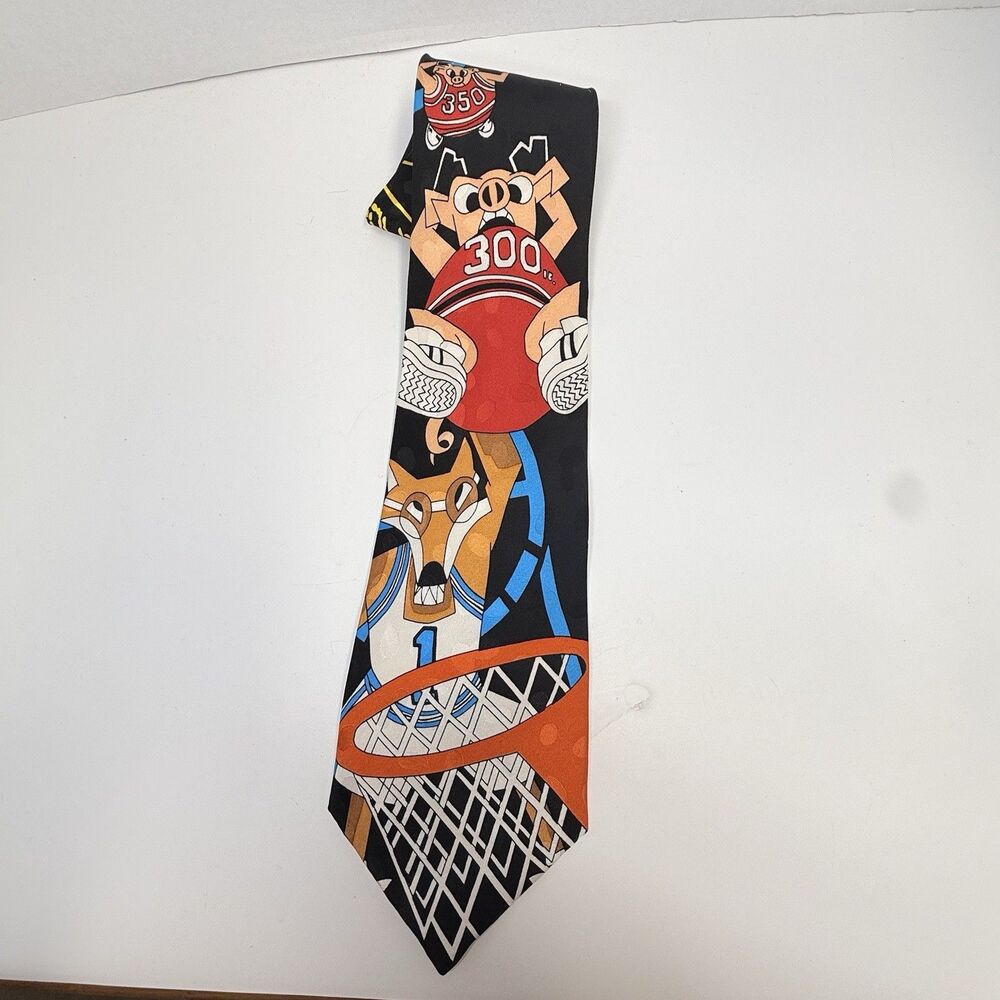 Ties In Disguise Woof Vs Pigs Basketball Handmade 100% Silk Neck Tie
